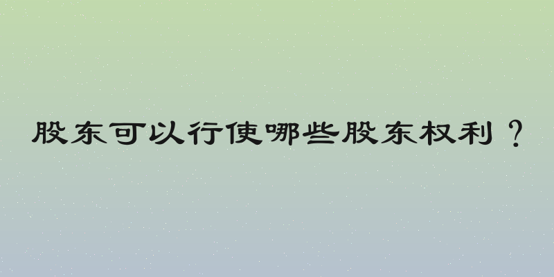 股东可以行使哪些股东权利？