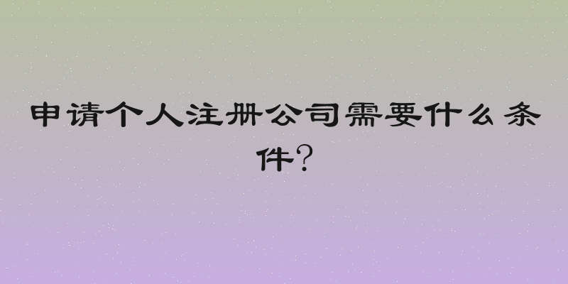 申请个人注册公司需要什么条件?