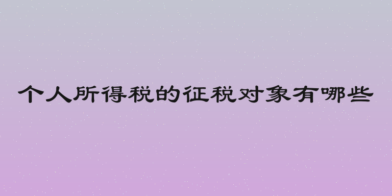 个人所得税的征税对象有哪些