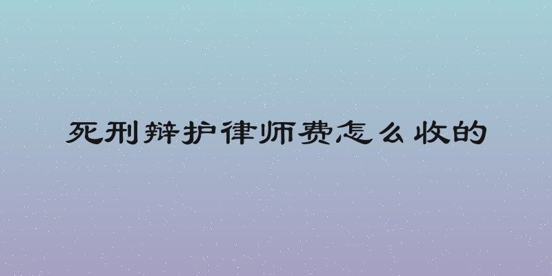 死刑辩护律师费怎么收的