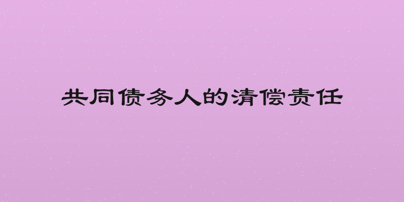共同债务人的清偿责任