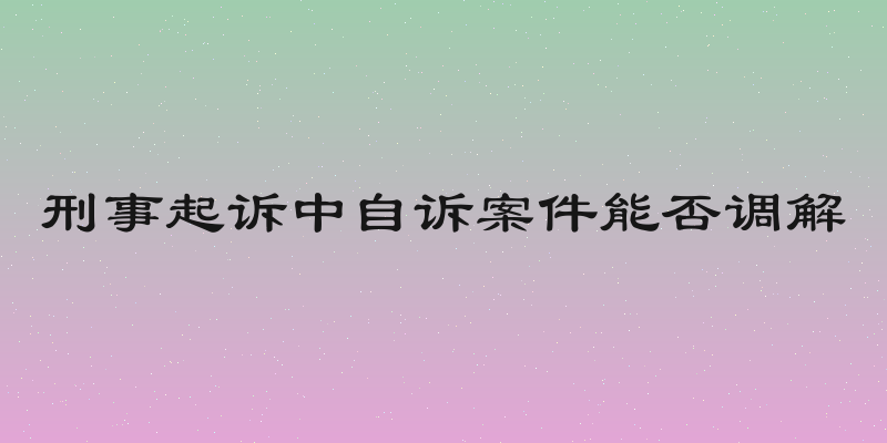 刑事起诉中自诉案件能否调解
