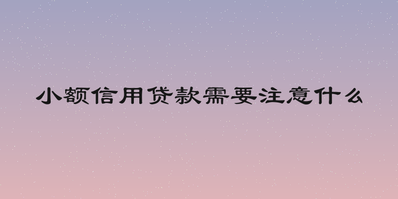 小额信用贷款需要注意什么