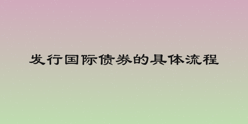 发行国际债券的具体流程