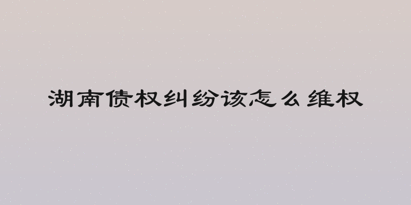 湖南债权纠纷该怎么维权