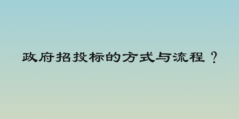 政府招投标的方式与流程？