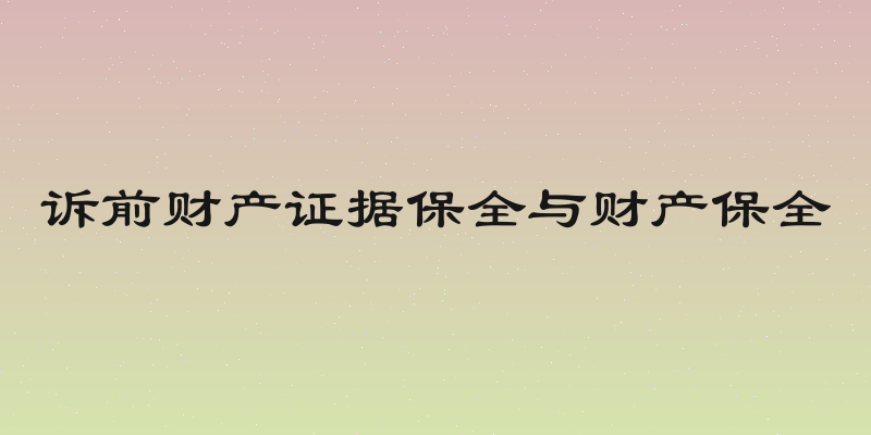 诉前财产证据保全与财产保全