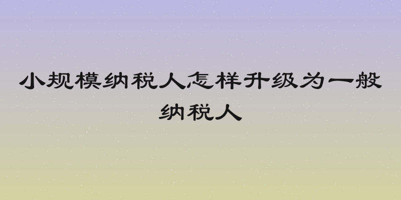 小规模纳税人怎样升级为一般纳税人