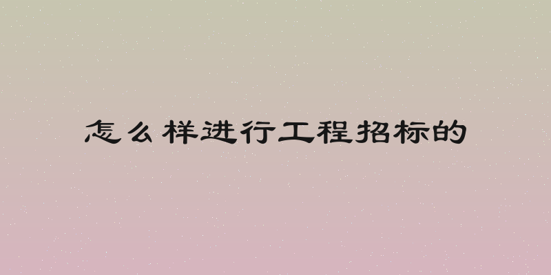 怎么样进行工程招标的