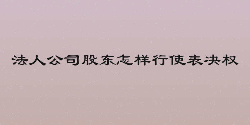 法人公司股东怎样行使表决权