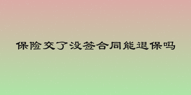 保险交了没签合同能退保吗