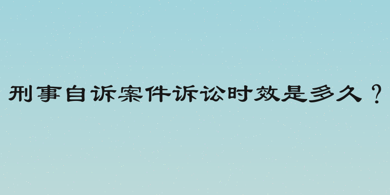 刑事自诉案件诉讼时效是多久？