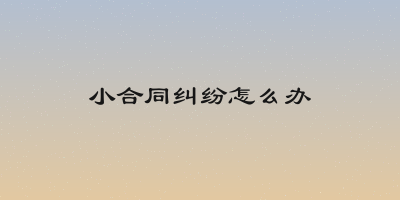 小合同纠纷怎么办