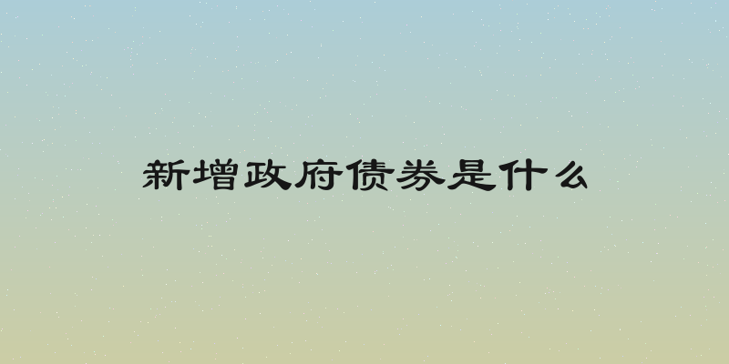 新增政府债券是什么