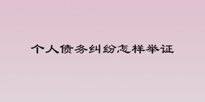 个人债务纠纷怎样举证
