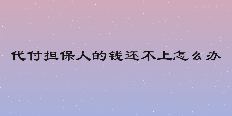 代付担保人的钱还不上怎么办