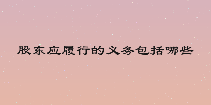 股东应履行的义务包括哪些
