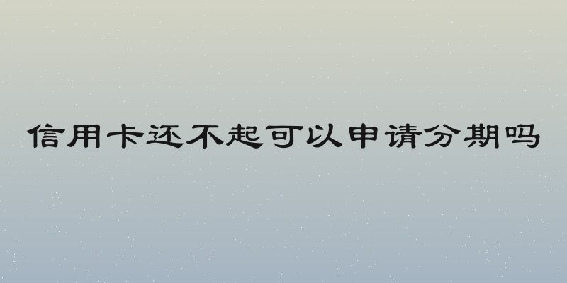 信用卡还不起可以申请分期吗