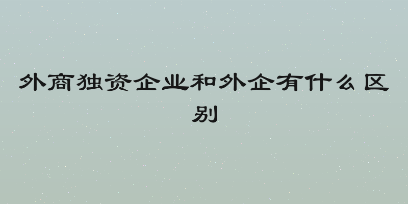 外商独资企业和外企有什么区别