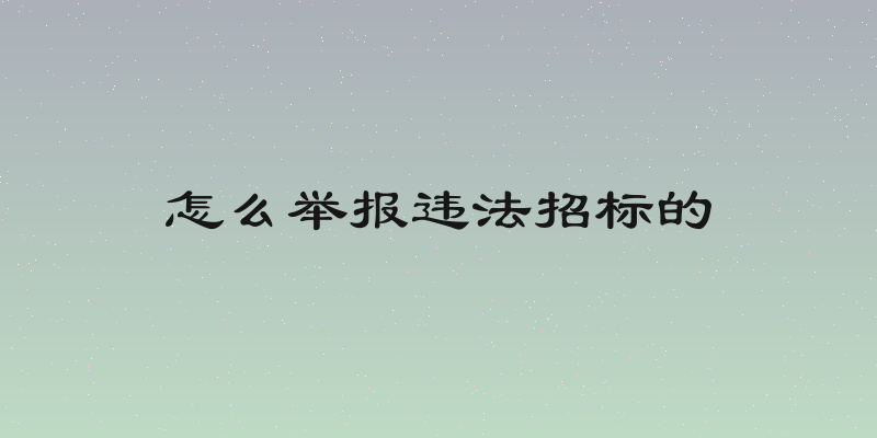 怎么举报违法招标的