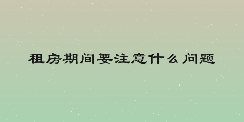 租房期间要注意什么问题