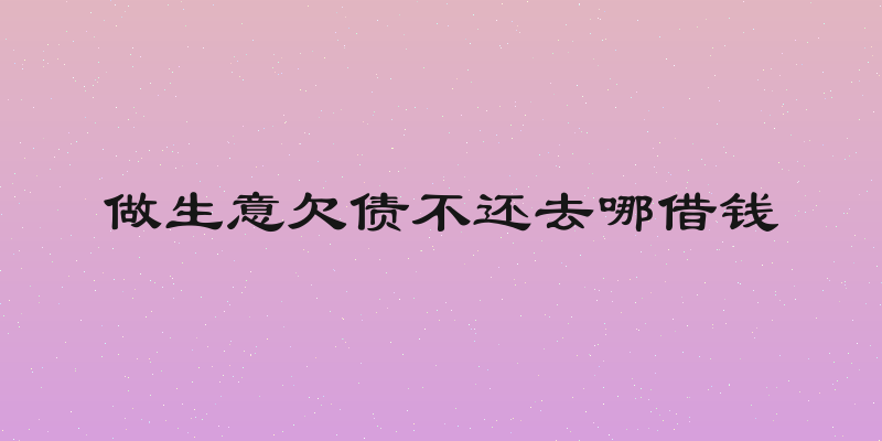 做生意欠债不还去哪借钱