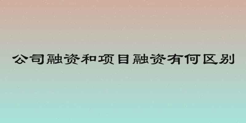 公司融资和项目融资有何区别