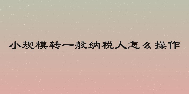 小规模转一般纳税人怎么操作