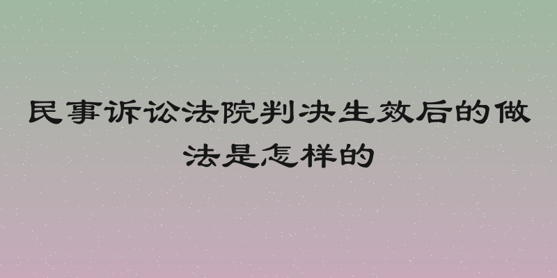 民事诉讼法院判决生效后的做法是怎样的
