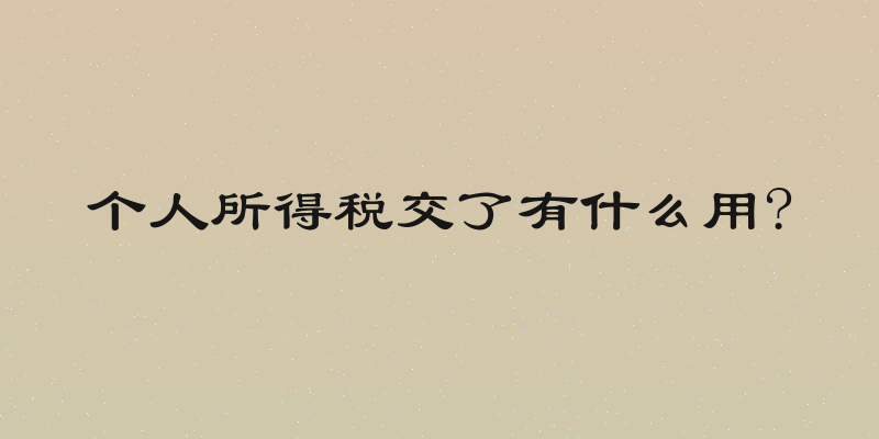 个人所得税交了有什么用?