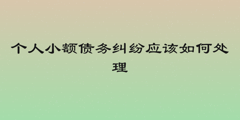 个人小额债务纠纷应该如何处理