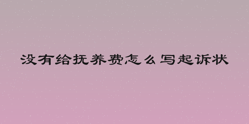 没有给抚养费怎么写起诉状