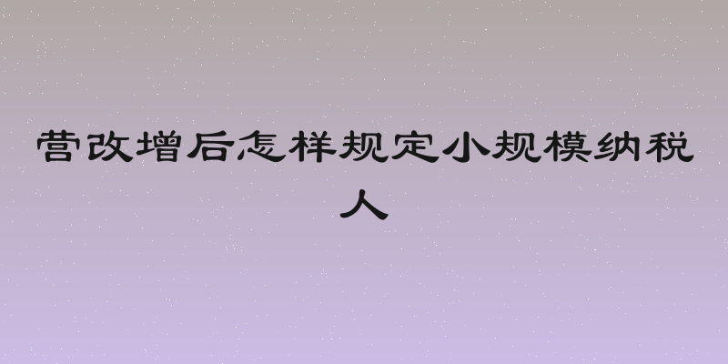 营改增后怎样规定小规模纳税人