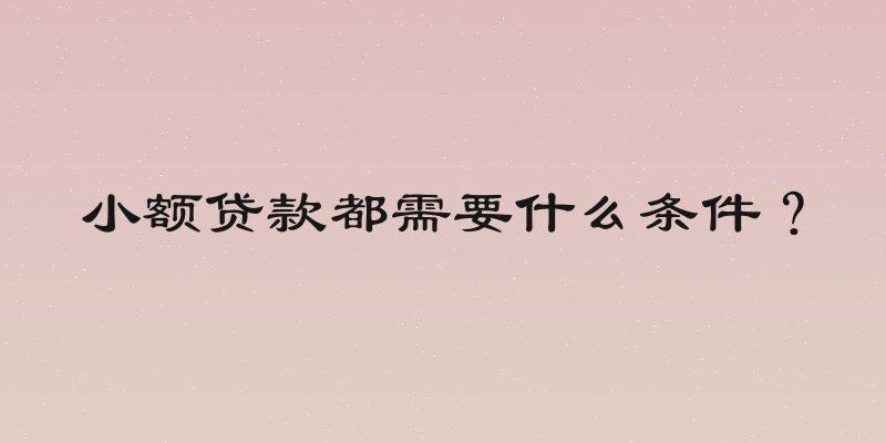 小额贷款都需要什么条件？