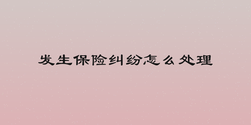 发生保险纠纷怎么处理