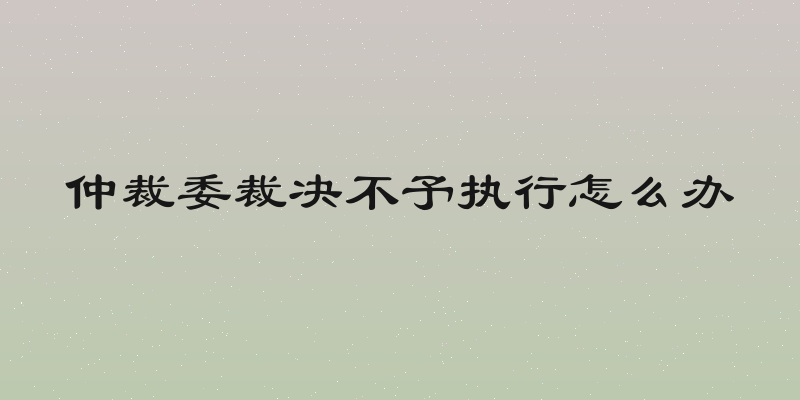 仲裁委裁决不予执行怎么办