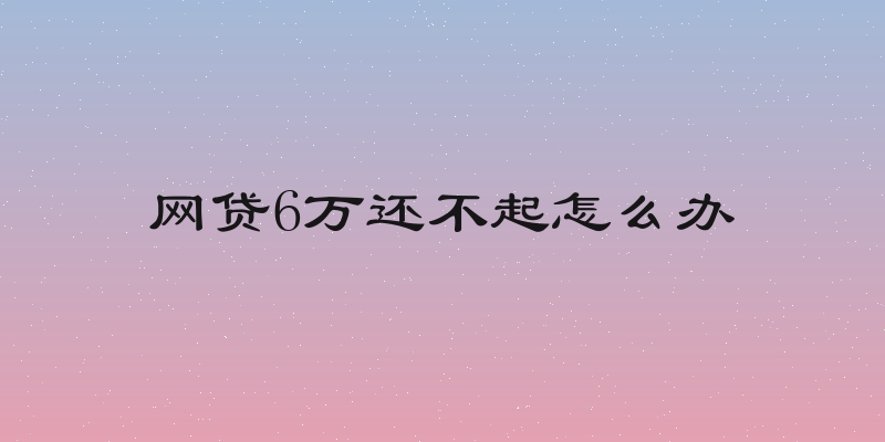 网贷6万还不起怎么办