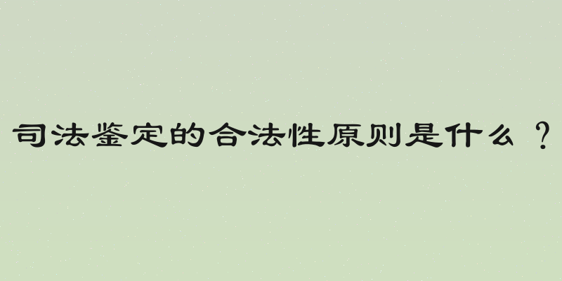 司法鉴定的合法性原则是什么？