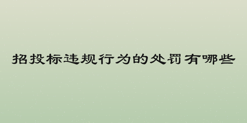 招投标违规行为的处罚有哪些