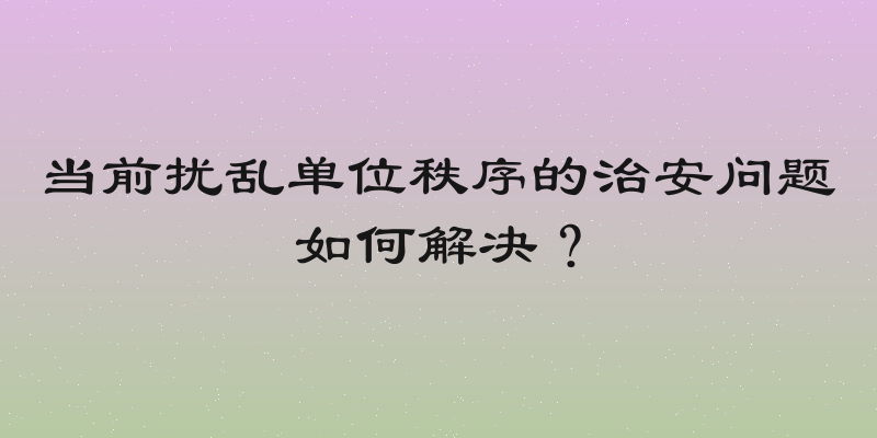 当前扰乱单位秩序的治安问题如何解决？