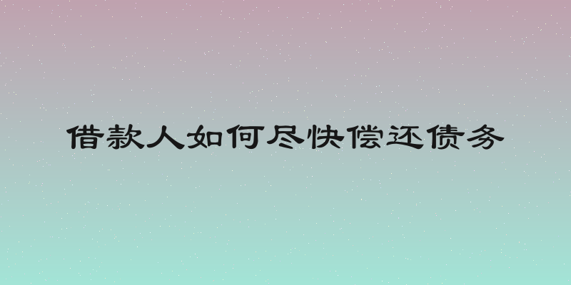 借款人如何尽快偿还债务