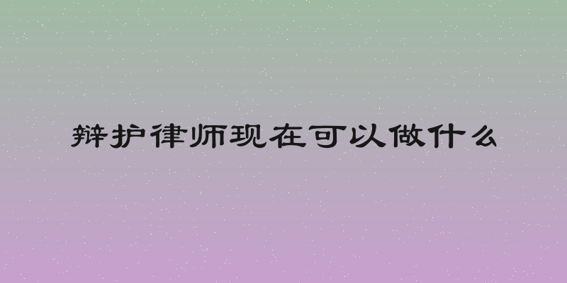 辩护律师现在可以做什么