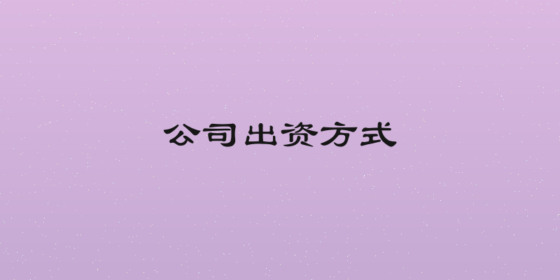 公司出资方式