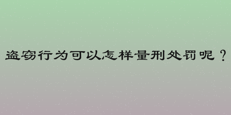 盗窃行为可以怎样量刑处罚呢？
