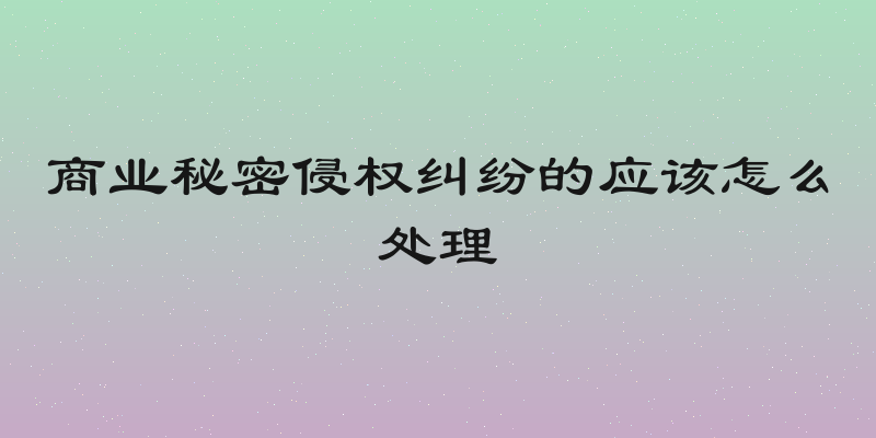 商业秘密侵权纠纷的应该怎么处理