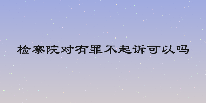 检察院对有罪不起诉可以吗