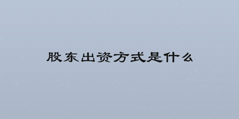 股东出资方式是什么
