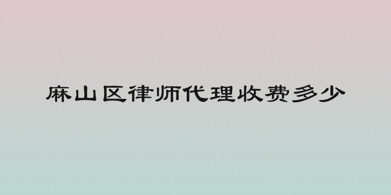 麻山区律师代理收费多少
