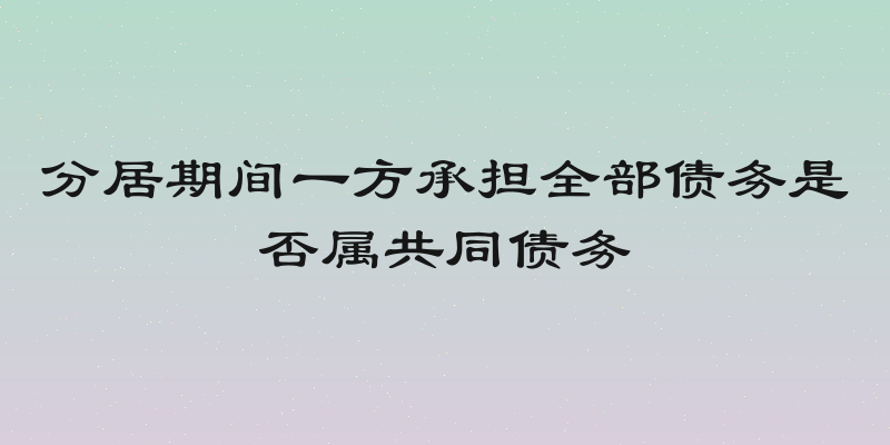 分居期间一方承担全部债务是否属共同债务