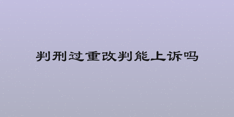 判刑过重改判能上诉吗